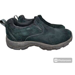 L.L. Bean Black Suede Women's 8.5 Mule‎ Moc Shoes Vibram Artic Grip Primaloft